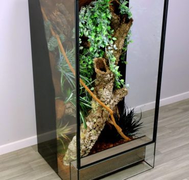 Extra large Glass Reptile Terrarium, Paludarium Vivarium 60 x 60 x 120 cm with decoration